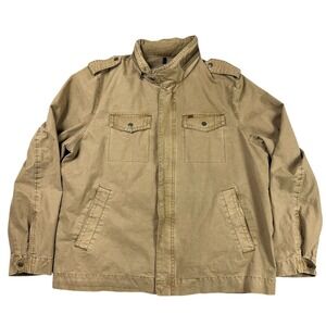 Levis Jacket Mens XXL Brown Utility Military Chore Field Cargo Pockets Hood Coat